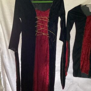 Dress up alike two dresses for Halloween red and black .